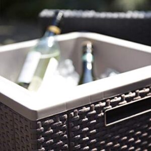 Keter Beer and Wine Cooler Table Perfect for Your Patio, Picnic, and Beach Accessories, Brown