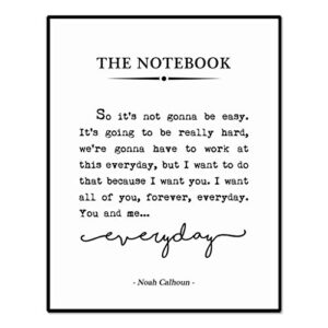 the notebook quote sign, romantic quote, inspirational quote, book page sign, farmhouse signs, for her, for him, 8 x 10 inches unframed