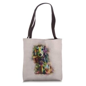longhaired dachshund dog tote bag