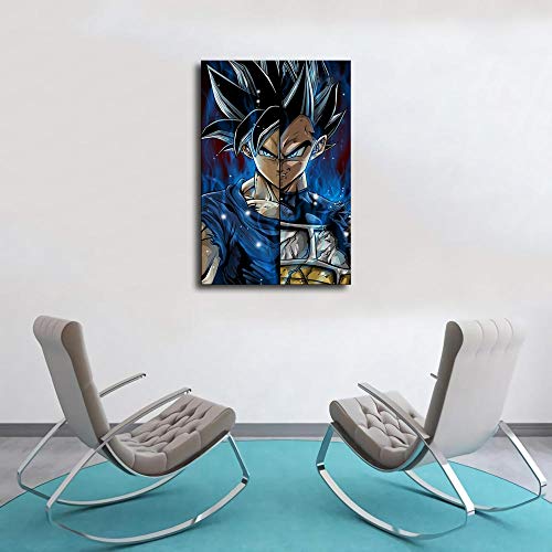 WENIN Goku and Vegeta Ultra Instinct Drawing Canvas Art Poster and Wall Art Picture Print Modern Family Bedroom Decor Posters