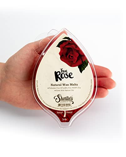 Shortie's Candle Company True Rose Soy Wax Melts - Natural - Made with 100% Soy and Essential Fragrance Oils - Phthalate & Paraffin Free, Vegan, Non-Toxic