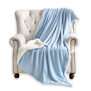 fy fiber house fleece throw blankets thick sherpa blanket soft throws plush cozy baby chenille throw blanket for sofa – 50×60 inches, blue