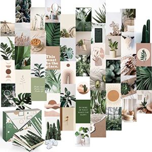 koll decor green picture collage kit for wall aesthetic – 50 set 4”x6” prints boho collage kit plant room decoration green wall collage kit for teen girls