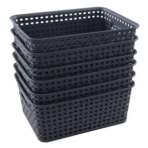 ggbin 6-pack woven plastic storage basket, pantry organizer basket bins, gray