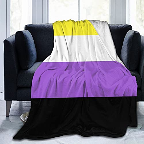 Non-Binary Flag Flannel Fleece Throw Blankets for Bed Sofa Living Room Soft Blanket Warm Cozy Fluffy Throw Plush Blanket