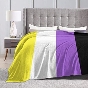 Non-Binary Flag Flannel Fleece Throw Blankets for Bed Sofa Living Room Soft Blanket Warm Cozy Fluffy Throw Plush Blanket