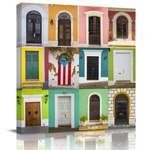 canvas wall art – old san juan puerto rico – modern wall decor gallery canvas wraps giclee print stretched and framed ready to hang – 16″ x 16″