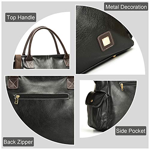 23“ Large Hobo Purses for Women Vegan Leather Crossbody Bags Adjustable Strap Tote Shoulder Bags with Side Pocket Top Handle Satchel Purses and Handbags Black