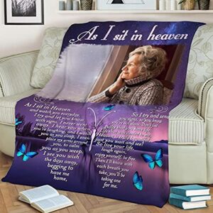 personalized memorial blanket butterfly sunset as i sit in heaven blanket memory gifts for loss of loved one mom in heaven dad in heaven husband in heaven wife in heaven fathers day blanket