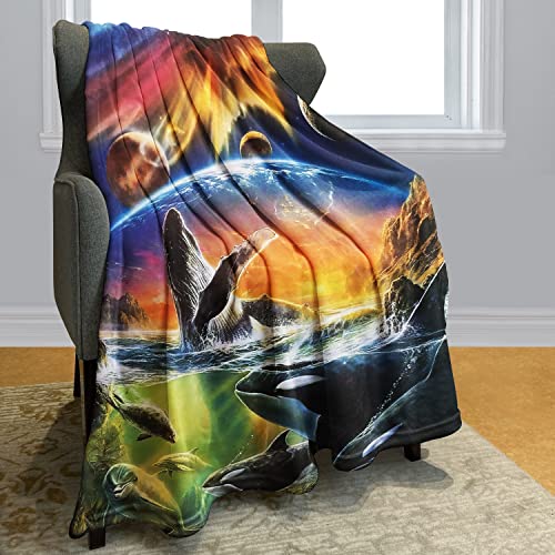 HommomH Whale Blanket,Orca Universe,Soft Fluffy Fleece Throw 60"x80",Colorful