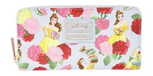 loungefly disney beauty & the beast belle roses floral zip around wallet