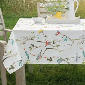 benson mills indoor-outdoor spillproof fabric tablecloth for spring/summer/party/picnic (52″ x 52″ square, menagerie)