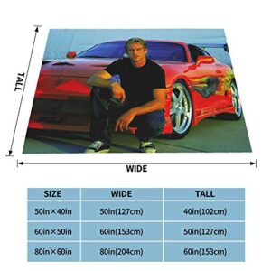 Paul Walker 3D Printing Poster Blanket Flannel Super Soft Blanket Warm Air Conditioning Throw Blanket for Couch Sofa Travelling 80"x60"