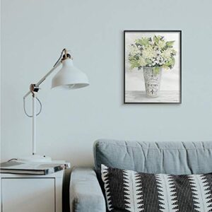 Stupell Industries French Floral Greenery Bouquet Parisian Charm Flowers, Designed by Cindy Jacobs Wall Art, 16 x 20, Black Framed