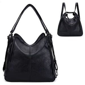 convertible backpack purse for women handbag hobo tote satchel shoulder bag black