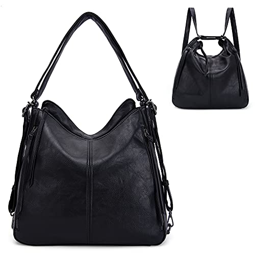 Convertible Backpack Purse For Women Handbag Hobo Tote Satchel Shoulder Bag Black