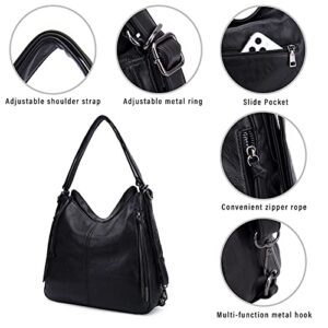 Convertible Backpack Purse For Women Handbag Hobo Tote Satchel Shoulder Bag Black