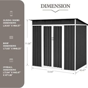 Patiomore 4X6 FT Outdoor Garden Storage Shed Yard Storage Tool Steel House with Sliding Door (Grey)