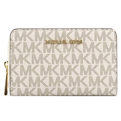 Michael Kors Jet Set Small Zip Around Card Case Vanilla/Acorn One Size