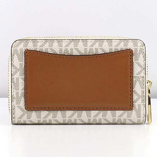 Michael Kors Jet Set Small Zip Around Card Case Vanilla/Acorn One Size