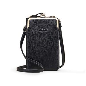 sumgogo womens crossbody bag cell phone shoulder purse card wallet handbag satchel (black)