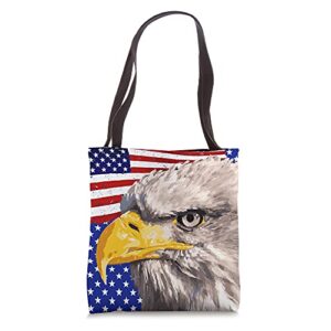american bald eagle head usa american flag patriotic gift tote bag