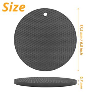 Honeycomb Pot Holder Trivet Mats, KUFUNG Heat Resistant Table Dish Drying Mat, Hot Pads Spoon Rest, Non Slip, Flexible, Durable, Dishwasher Safe (Grey, Round - Thicker Style)