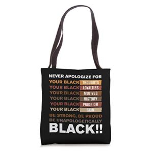 unapologetically black history equality black lives matter tote bag