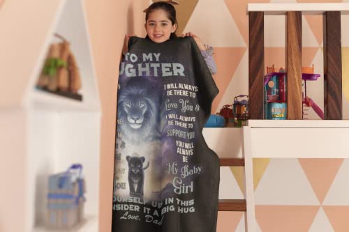 Lion To My Daughter Blanket From Dad, Sometimes It's Hard To Find Word To Tell You How Much You Mean To Me, Big Hug Love Dad, Personalized Handmade Quilt Throw Blanket Premium Sherpa Fleece Blanket