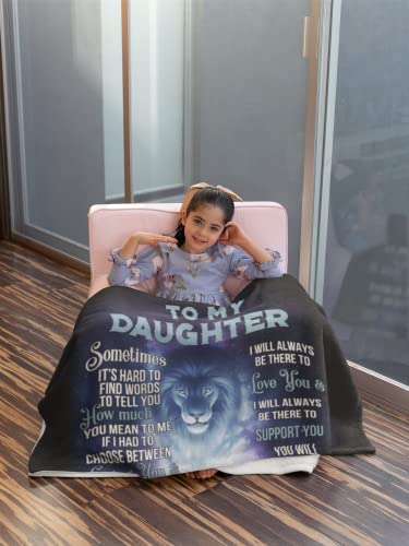 Lion To My Daughter Blanket From Dad, Sometimes It's Hard To Find Word To Tell You How Much You Mean To Me, Big Hug Love Dad, Personalized Handmade Quilt Throw Blanket Premium Sherpa Fleece Blanket