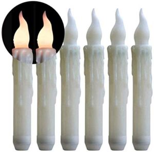 advocator 6pcs dripless battery operated fake flickering led candles with timer (6 hrs on 18 hrs off) window votive for candlesticks table taper candle for halloween christmas festival party