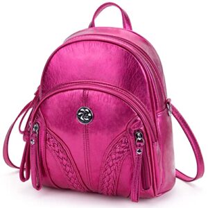 angelkiss mini backpack purses for women girls anti-theft soft leather casual shoulder bag fashion ladies satchel bags rose