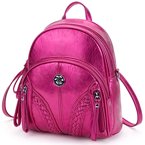 AngelKiss Mini Backpack Purses for Women Girls Anti-theft Soft leather Casual Shoulder Bag Fashion Ladies Satchel Bags ROSE