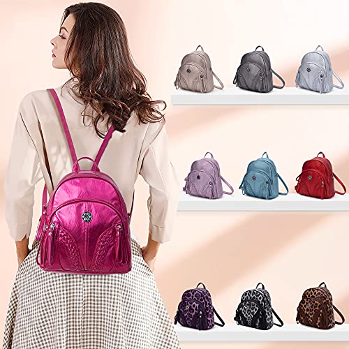 AngelKiss Mini Backpack Purses for Women Girls Anti-theft Soft leather Casual Shoulder Bag Fashion Ladies Satchel Bags ROSE