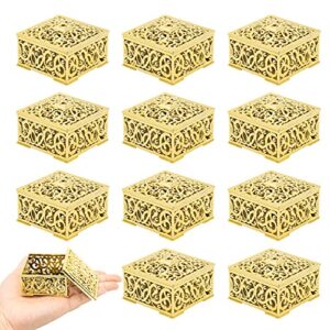 warmtree 12 pcs candy boxes plastic wedding favor boxes candy jars candy storage boxes gift boxes for wedding baby shower christmas birthday party decorating ornament container (gold)