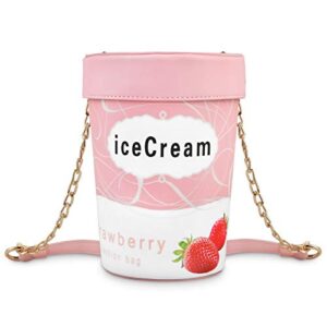 ustyle ice cream shaped crossbody bag, cute novelty with adjustable strap for girl women cartoon shoulder bag (pink)