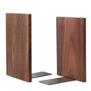muso wood handmade walnut book ends, non-skid bookends for shelves, large sturdy book ends for heavy books, decorative book shelf (1 pair)