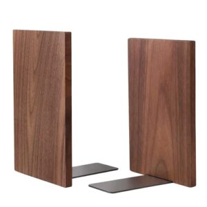 Muso Wood Handmade Walnut Book Ends, Non-Skid Bookends for Shelves, Large Sturdy Book Ends for Heavy Books, Decorative Book Shelf (1 Pair)