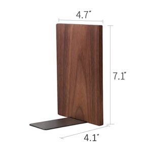 Muso Wood Handmade Walnut Book Ends, Non-Skid Bookends for Shelves, Large Sturdy Book Ends for Heavy Books, Decorative Book Shelf (1 Pair)