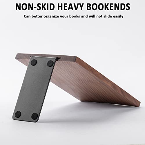 Muso Wood Handmade Walnut Book Ends, Non-Skid Bookends for Shelves, Large Sturdy Book Ends for Heavy Books, Decorative Book Shelf (1 Pair)