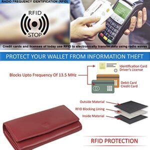 Mou Meraki Women RFID Blocking Real Leather Bifold Wallets For Women-Shield Against Identity Theft (WATERMELON)