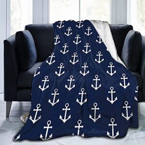 navy blue nautical anchor pattern flannel fleece throw blankets for bed sofa living room soft blanket warm cozy fluffy throw plush blanket