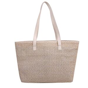 summer straw bag women large capacity weave totes bag handmade rattan beach bag vacation lady straw shoulder bag pouch-1
