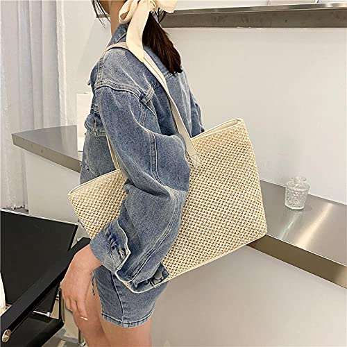 Summer Straw Bag Women Large Capacity Weave Totes Bag Handmade Rattan Beach Bag Vacation Lady Straw Shoulder Bag Pouch-1