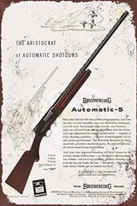 ccdr vintage metal tin sign 1958 browning automatic-5 shotgun vintage poster bar club man cave living room kitchen garage bathroom home art wall decoration plaque, 8inch x 12inch