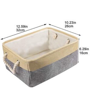 Libeder Storage Basket Cube Storage Bins,Fabric Storage Bin 3 Pack Foldable Organizer Box with Rope Handles for Organizing Shelf Closet Nursery Home