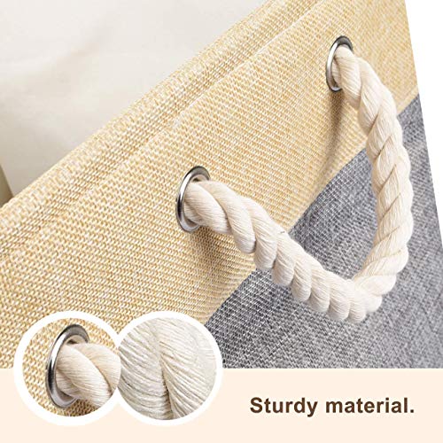 Libeder Storage Basket Cube Storage Bins,Fabric Storage Bin 3 Pack Foldable Organizer Box with Rope Handles for Organizing Shelf Closet Nursery Home