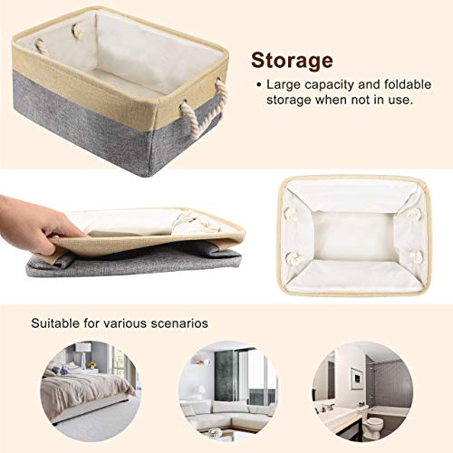 Libeder Storage Basket Cube Storage Bins,Fabric Storage Bin 3 Pack Foldable Organizer Box with Rope Handles for Organizing Shelf Closet Nursery Home