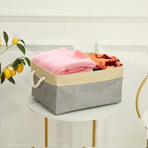 Libeder Storage Basket Cube Storage Bins,Fabric Storage Bin 3 Pack Foldable Organizer Box with Rope Handles for Organizing Shelf Closet Nursery Home