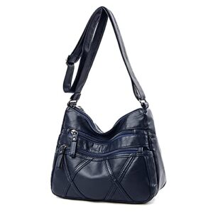 mini crossbody bags for women leather shoulder purses vegan women cross body bag small purse and handbag lightweight ladies pocketbook blue